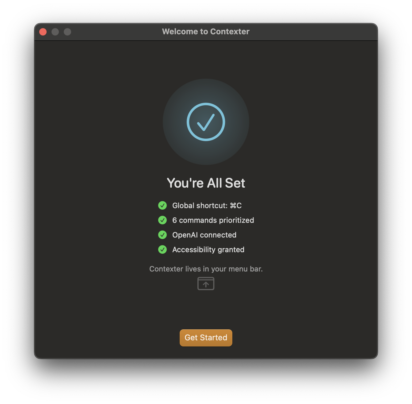 You're All Set screen with green checkmarks
